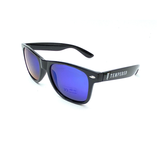 Tempered Sunglasses [Colour : Black W/Blue Mirror]